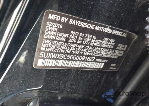 2016 BMW X3 xDrive28I z USA, uszkodzony, nr VIN 5UXWX9C56G0D91622